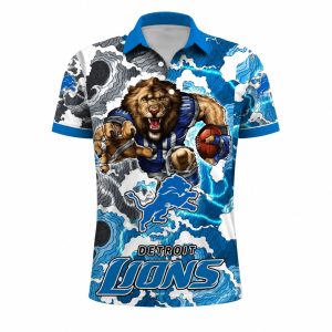 Detroit Lions Charging Lion Stormy Wave Hawaiian Shirt