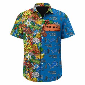 Detroit Lions Colorful Festive Aloha Shirt 1