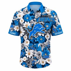 Detroit Lions Crisp Blue Daisy Tropical Shirt 1