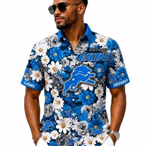 Detroit Lions Crisp Blue Daisy Tropical Shirt