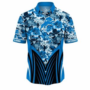 Detroit Lions Floral Wave Hawaiian Shirt Fan Gear 1