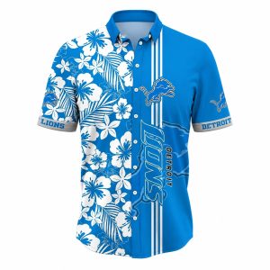 Detroit Lions White Blue Floral Tropical Shirt 1