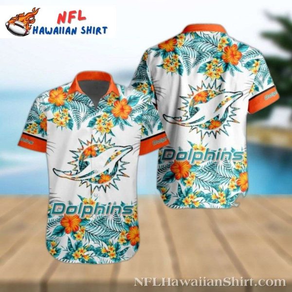 Dolphins Hibiscus Logo Print Hawaiian Shirt – Blossom With Team Spirit