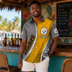 Dotted Fade Customizable Pittsburgh Steelers Tropical Shirt: Modern Touch Edition with Mesh Texture