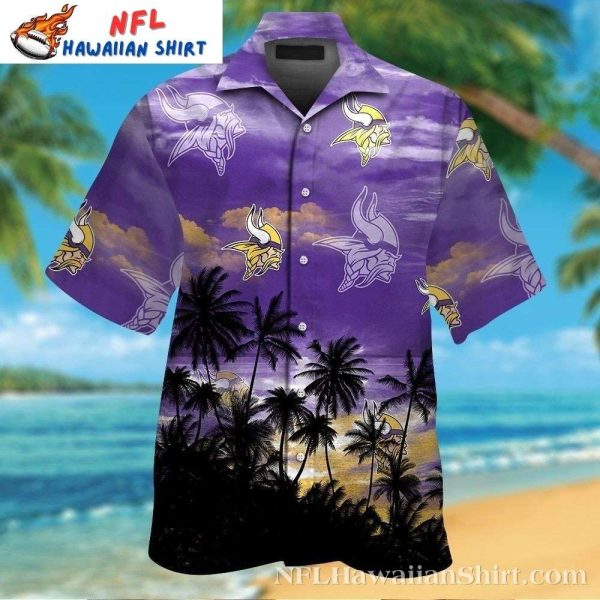 Dusk Till Dawn Minnesota Vikings Hawaiian Shirt – MN Vikings Palm Shadows Button-Down