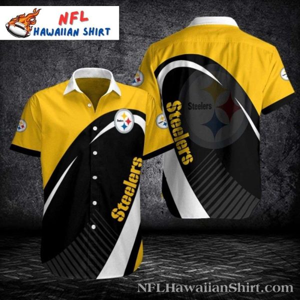 Dynamic Black Gold Diagonal Stripe Pittsburgh Steelers Hawaiian Shirt