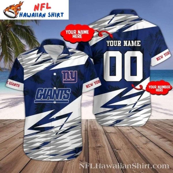 Dynamic Blue And White NY Giants Fanatic Customizable Hawaiian Shirt