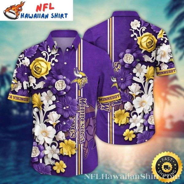 Elegant Floral Stripes MN Vikings Hawaiian Shirt For Men