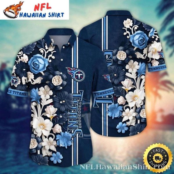 Elegant Navy Florals – Tennessee Titans Hawaiian Shirt