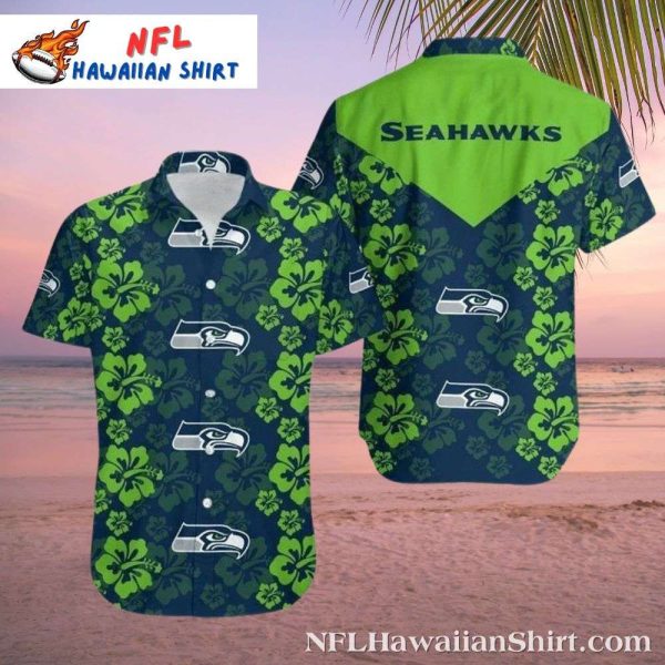 Emerald Rush – Seattle Seahawks Floral Crest Hawaiian Shirt
