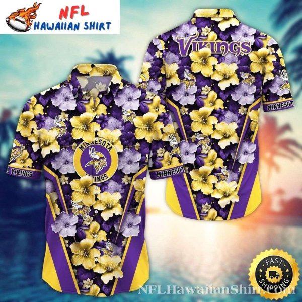 End Zone Floral Explosion Vikings Shirt – Vivid Minnesota Vikings NFL Tropical Shirt
