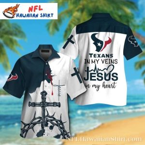 Faith And Field – Houston Texans Cross And Football Hawaiian Shirt