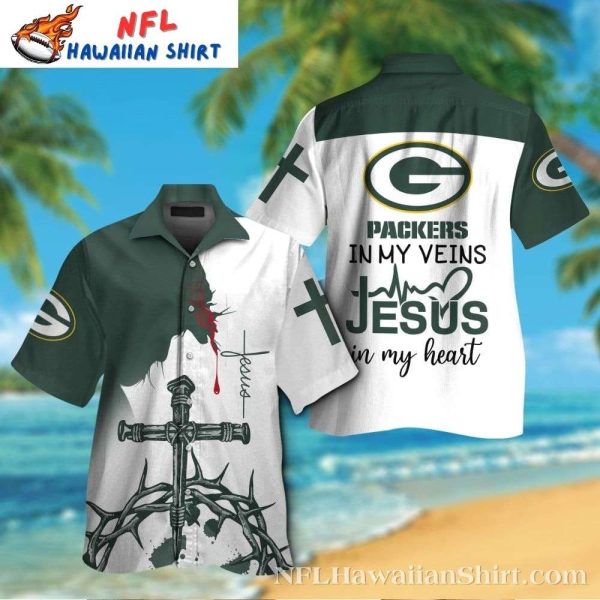 Faith And Football Green Bay Packers Cross Design Hawaiian Shirt