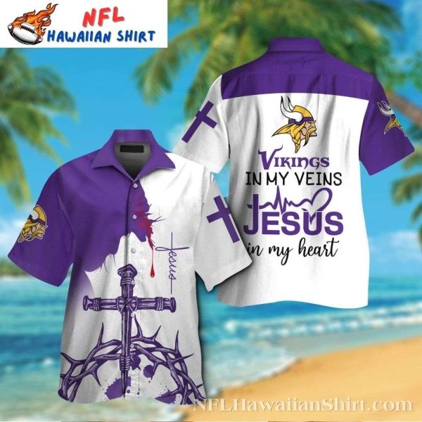 Faith And Football Minnesota Vikings Cross Motif Hawaiian Shirt