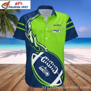 Flame Ball Design – Seattle Seahawks Game Day Hawaiian Shirt