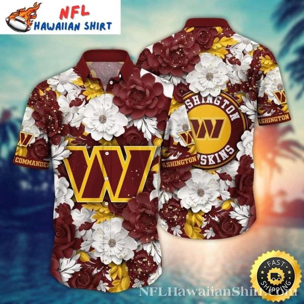 Floral Emblem – Washington Commanders Stylish Aloha Shirt