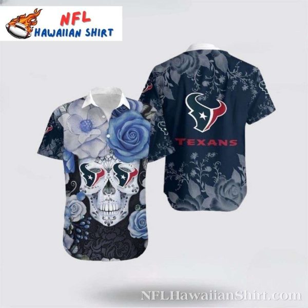 Floral Skull Houston Texans Hawaiian Shirt – Botanical Blues Design