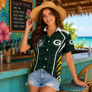 Green Bay Packers Camouflage Hawaiian Shirt – Custom Name Fan Design