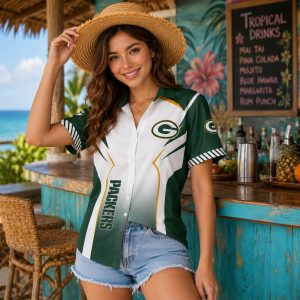 Green Bay Packers Classic Stripes Hawaiian Shirt – Custom Name Option