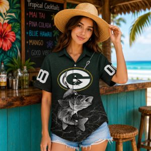 Green Bay Packers Fishing Hawaiian Shirt – Custom Name Fan Gear