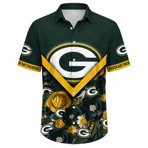 Green Bay Packers Golden Blooms Hawaiian Shirt 1