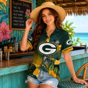 Green Bay Packers Tropical Palms Hawaiian Shirt