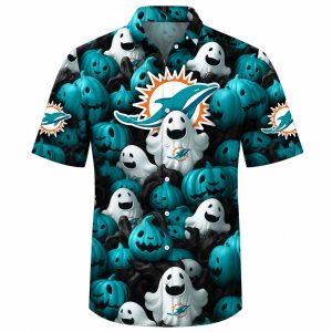 Halloween Miami Dolphins Hawaiian Shirt Pumpkin Ghost 1