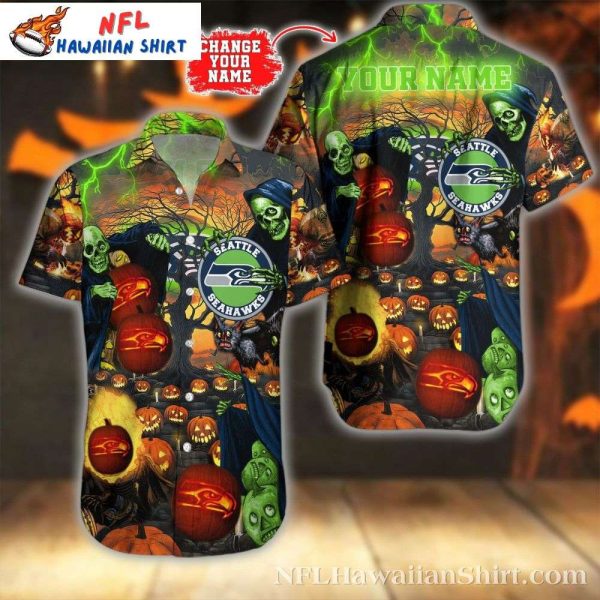 Halloween Theme Seattle Seahawks Spooky Touchdown Aloha Shirt