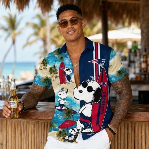 Beachside Quarterback Snoopy Patriots Hawaiian Shirt — Canine and Waves Fan Edition