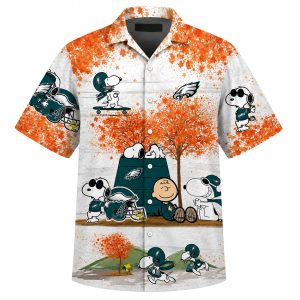 Philadelphia Eagles Autumn Cartoon Dog Hawaiian Shirt 1