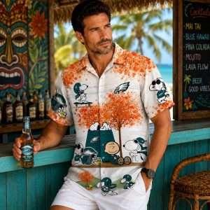 Philadelphia Eagles Autumn Cartoon Dog Hawaiian Shirt