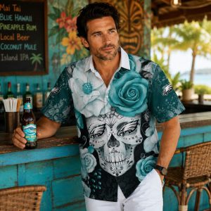 Philadelphia Eagles Day of the Dead Aloha Shirt