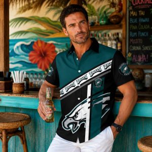 Philadelphia Eagles Wing Stripe Hawaiian Shirt