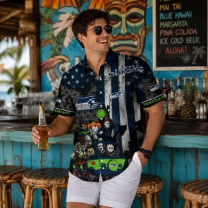 Chibi Halloween Seattle Seahawks Hawaiian Shirt