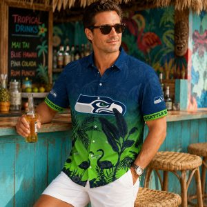 Emerald Marsh Flamingo Retreat Seattle Seahawks Shirt