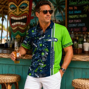 Emerald Wave Seattle Seahawks Tropical Hawaiian Shirt