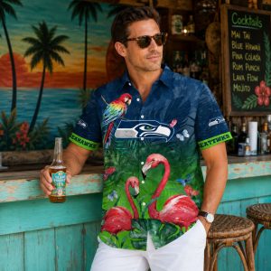 Flamingo Flock Seattle Seahawks Tropical Flair Shirt