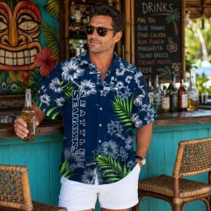 Floral Midnight Blue Seattle Seahawks Tropical Shirt