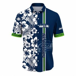 Classic Monochrome Stripe Seattle Seahawks Aloha Shirt