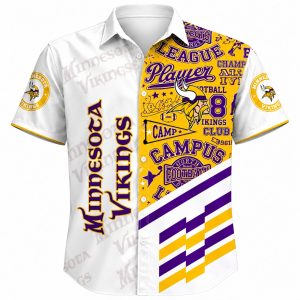Vikings Beachside Wordmark White Hawaiian Shirt