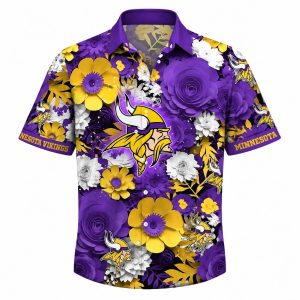 Vikings Bold Blooms Tropical Hawaiian Shirt 1