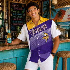 Bold Play White and Purple Minnesota Vikings Hawaiian Shirt