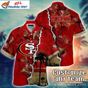 49ers Sunset Stripe Custom Team Red Hawaiian Shirt