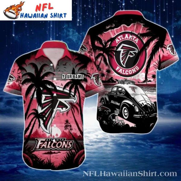 Atlanta Falcons Sunset Palms Hawaiian Shirt – Customizable Name Edition