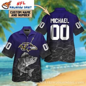 Bass Fishing Champion – Ravens Aloha Shirt With Custom Name And Number