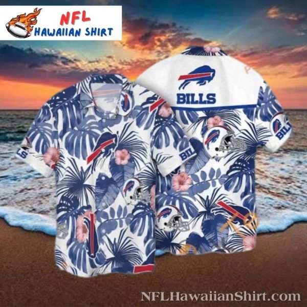 Buffalo Bills Pink Flower and Blue Palm Hawaiian Shirt