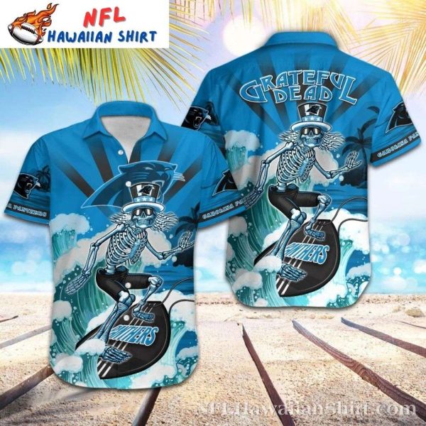 Carolina Panthers Tropical Hawaiian Shirt With Grateful Dead Skeletons