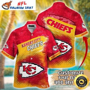 Chiefs Metal Pattern – Red And Yellow Hawaiian Name Customizable Shirt