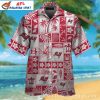 Sporty Saints Hawaiian Shirt With Football And Abstract Geometric Design