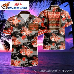 Cleveland Browns Floral Fanfare – Cool Grandpa Hawaiian Shirt